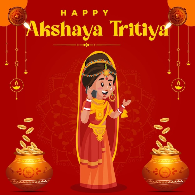 Happy akshaya tritiya festival banner template