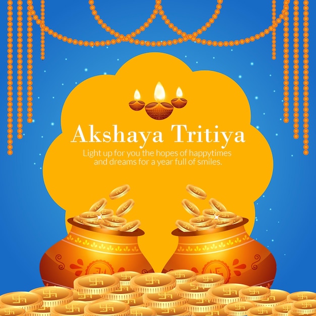 幸せなAkshayaTritiya祭りのお祝いのバナーテンプレートデザイン