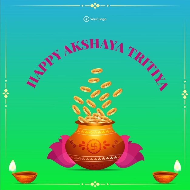 Дизайн баннера индуистского фестиваля happy akshaya tritiya