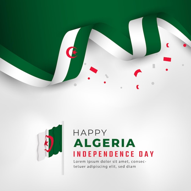 Happy algeria independence day july 5th celebration vector design illustration template for poster