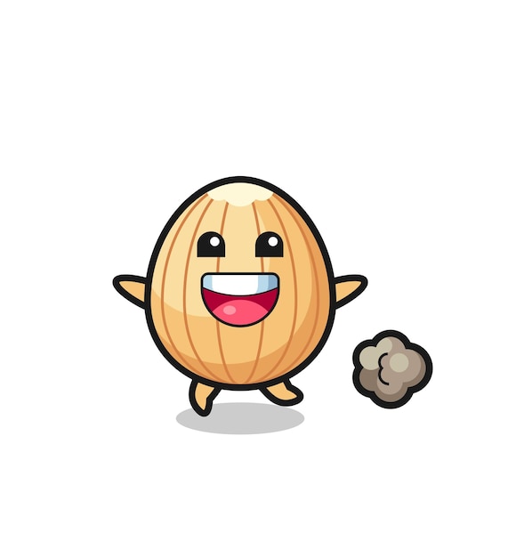 Vector the happy almond cartoon with running pose