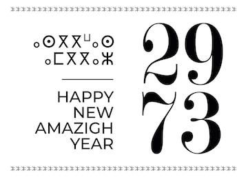 Premium Vector | Happy amazigh new year 2973 card, tifinagh alphabet ...