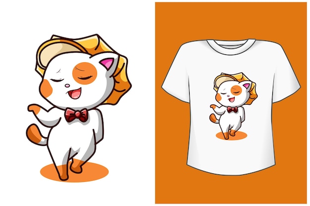 행복하고 재미있는 고양이 만화 Tshirt 템플릿