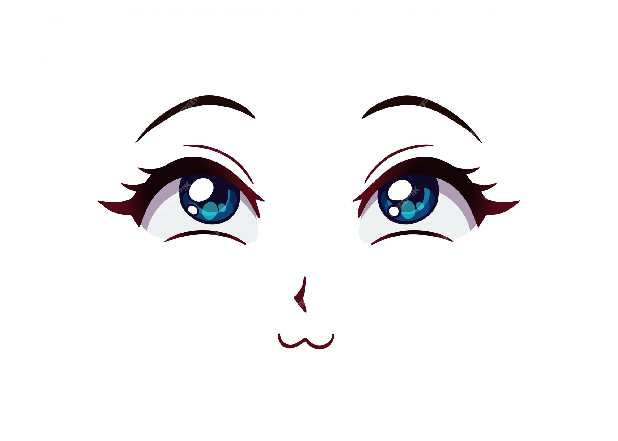 Scared anime face manga style funny eyes Vector Image