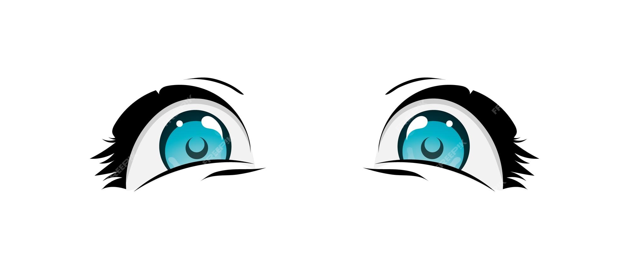 Premium Vector  Scared anime face. manga style big blue eyes