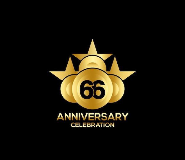 Happy Anniversary of 66 Years Bright Color Star Design Shape element ceremony party Presentation