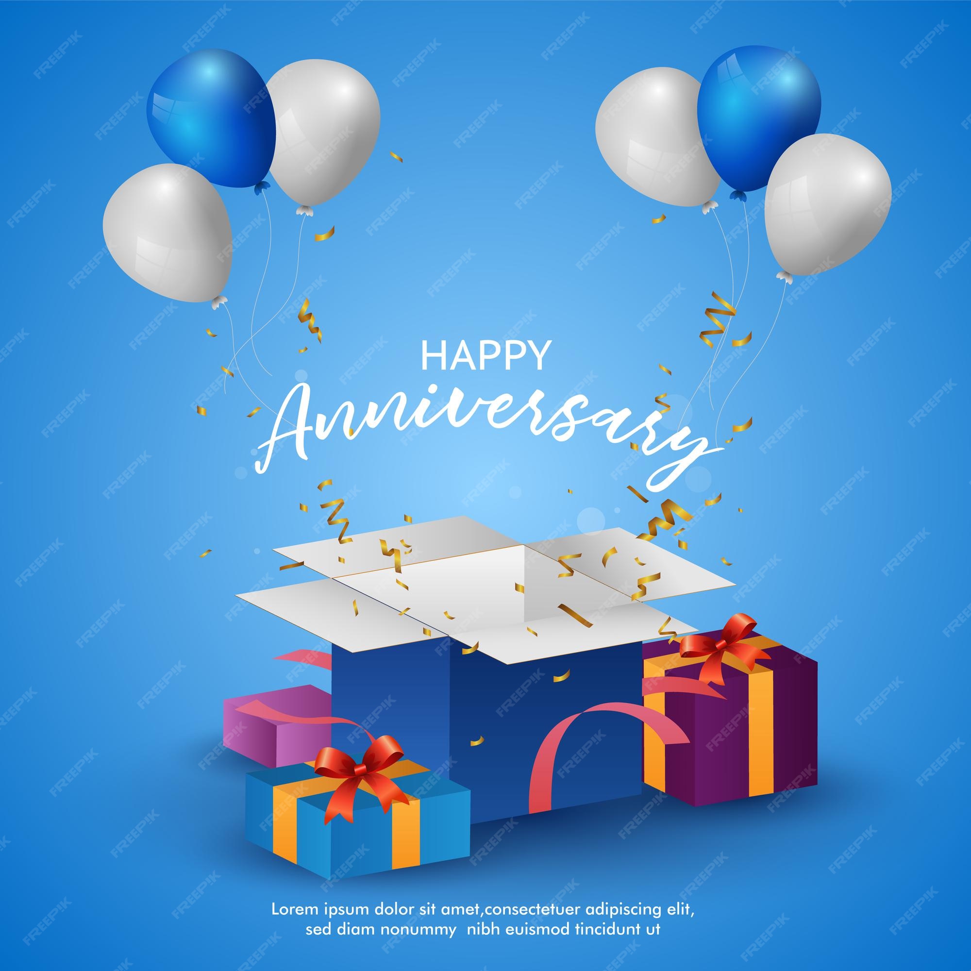 Premium Vector | Happy anniversary beautiful anniversary background banner  and greeting with balloons