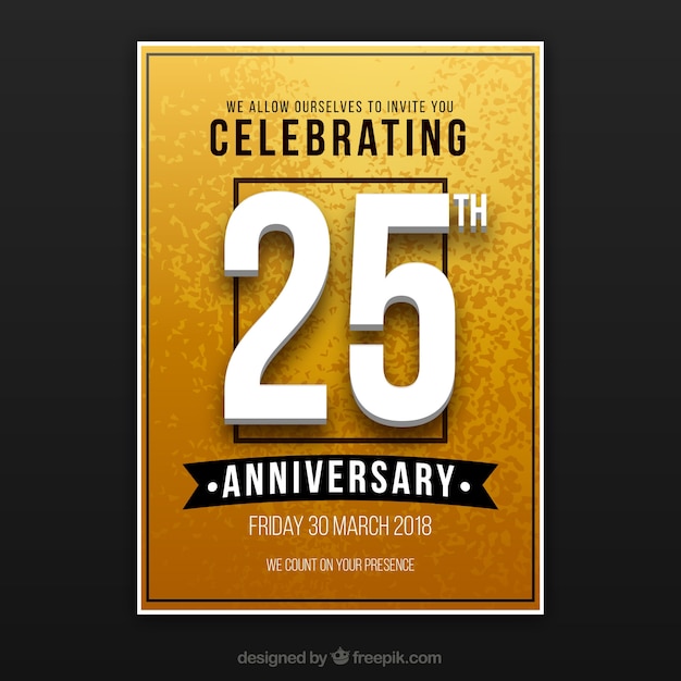 Happy anniversary card in golden style