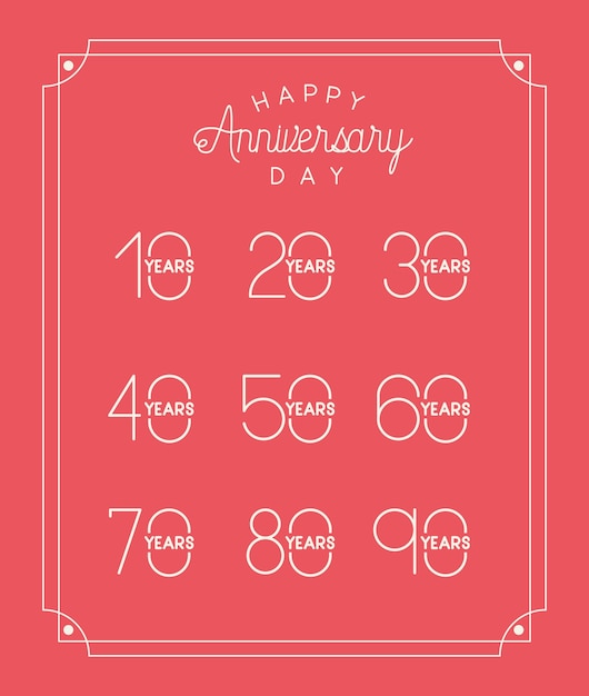 Happy Anniversary card with decades