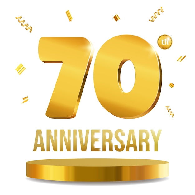 Празднование годовщины 3D номера золотой композиции 70 лет