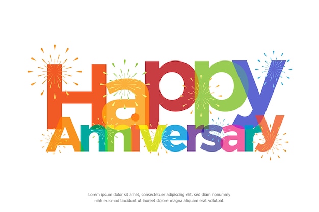 Vector happy anniversary colorful with fireworks