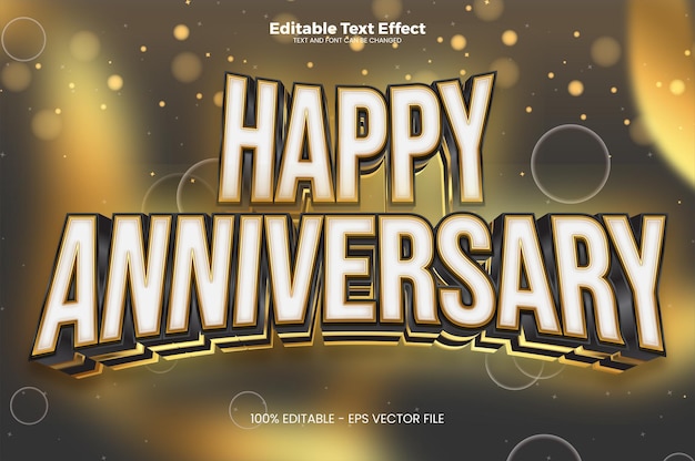 Happy anniversary editable text effect in modern trend style