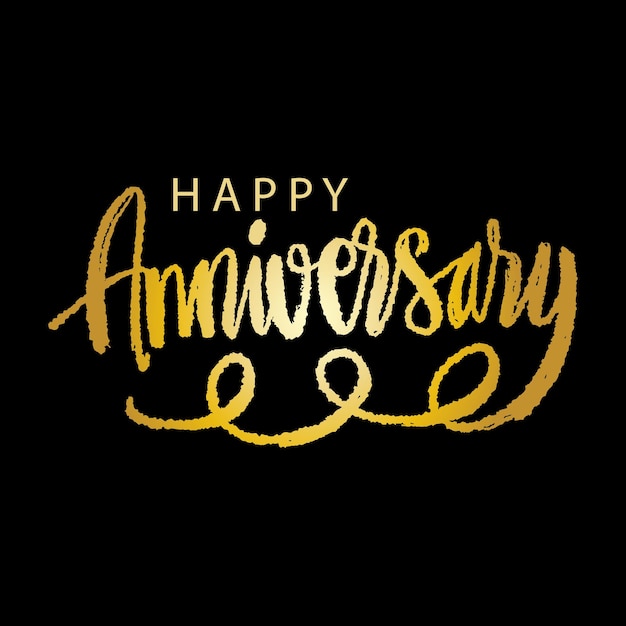 Vector happy anniversary lettering design gold color hand drawn calligraphy vector illustration