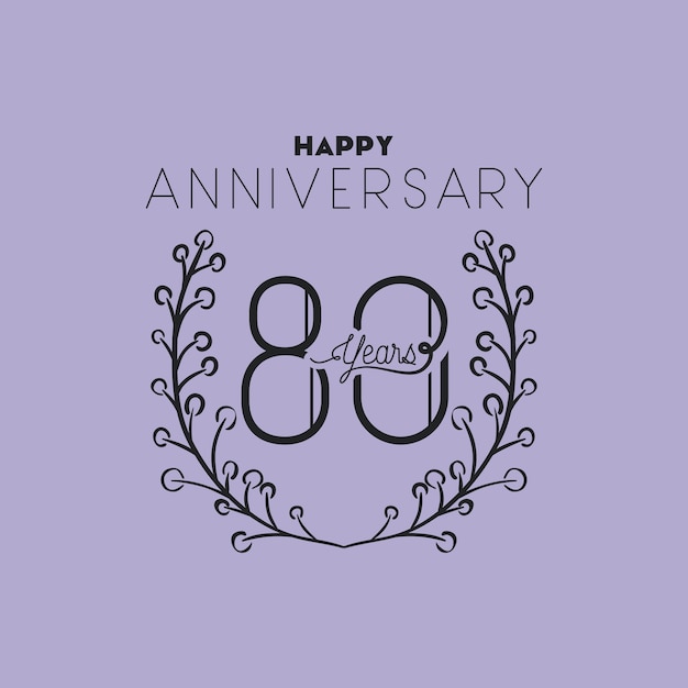 Vector happy anniversary number eighty with wreath crown