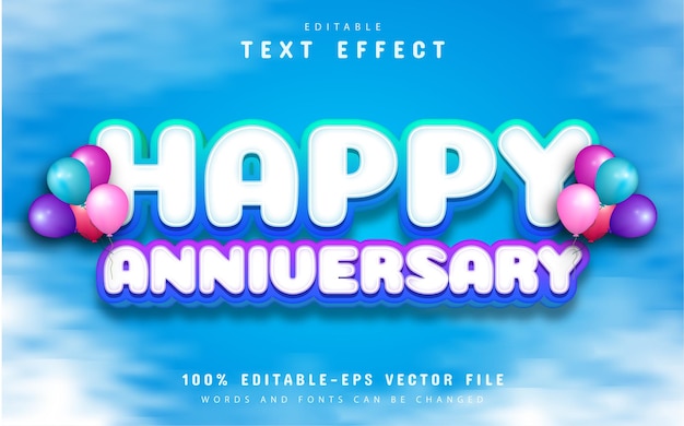 Happy anniversary text effect editable