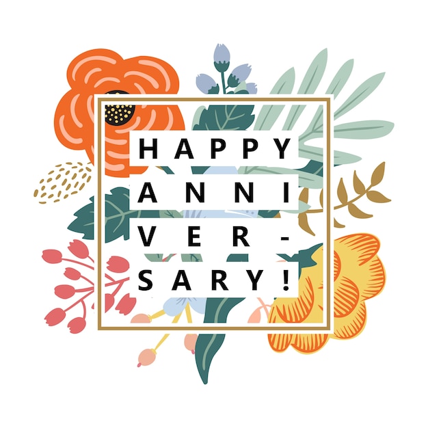 Happy anniversary vintage flower background