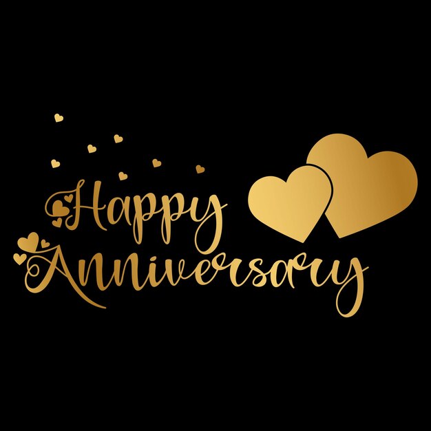 Vector happy anniversary wedding wish lettering text illustration with luxury love balloons