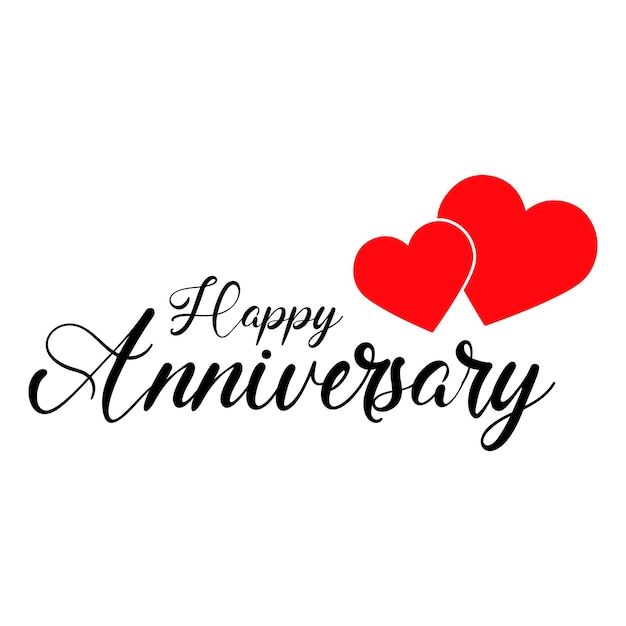 Happy anniversary wedding wish lettering text illustration with red love