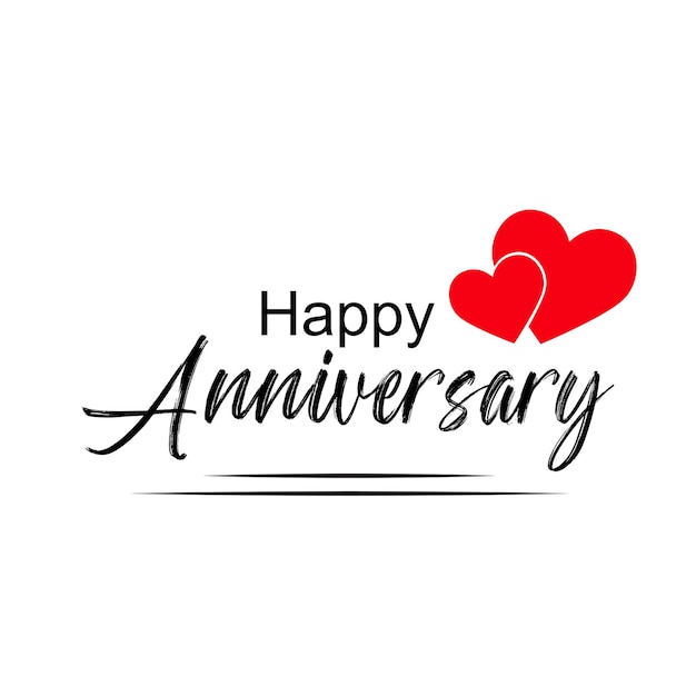 Happy anniversary wedding wish lettering text illustration with red love
