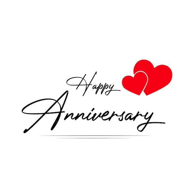 Vector happy anniversary wedding wish lettering text illustration with red love