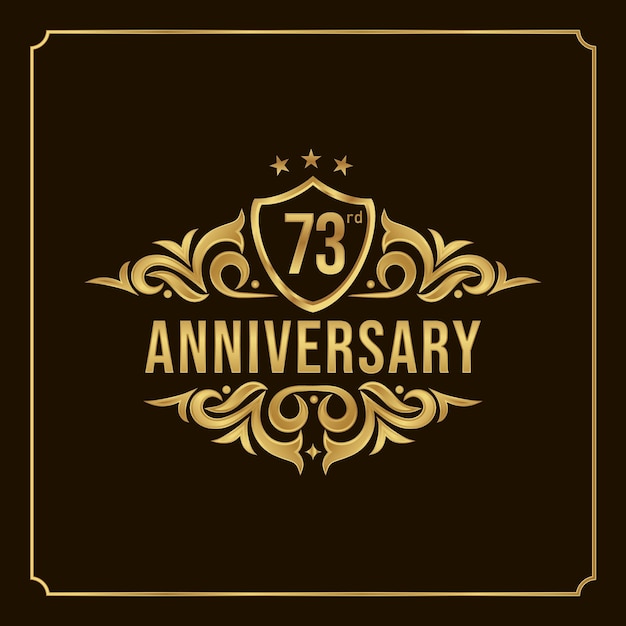 Happy Anniversary Wishes 73rd celebration. Greeting vector luxury illustration with gold lettering.