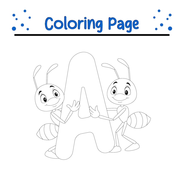 Happy Ant kleurplaat voor kinderen Bugs kleurboek