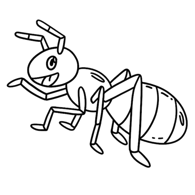 happy ant playing isolated coloring page for kids