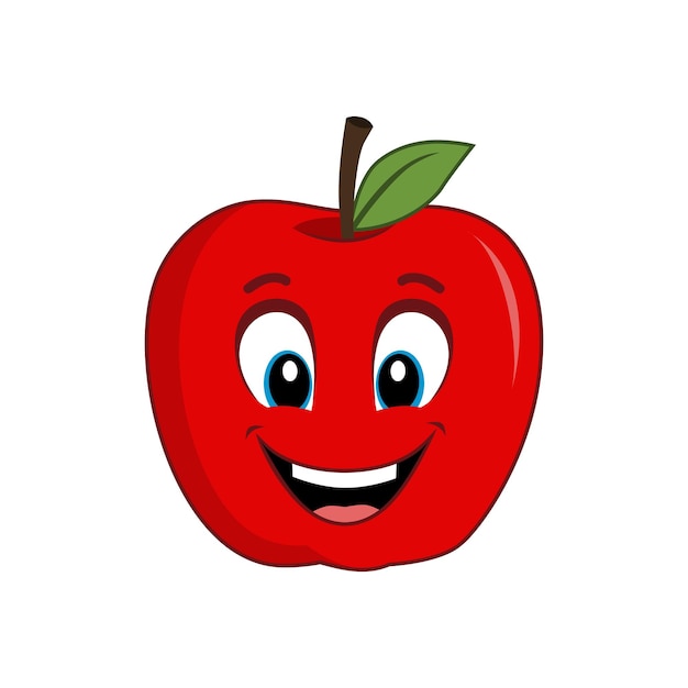 Happy Apple Mascot Cartoon Подходит для плаката, баннера, веб-значка, талисман фона