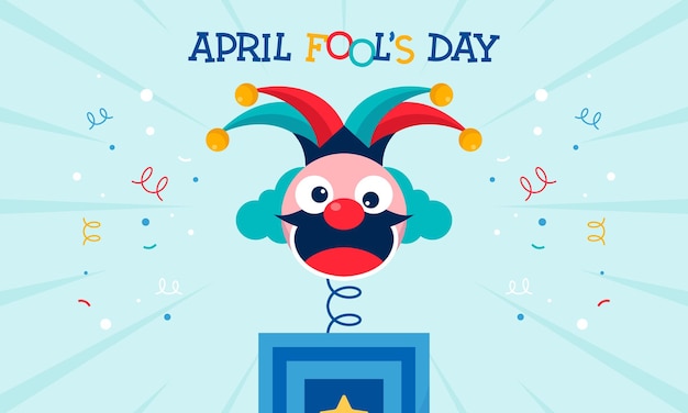 Happy april fools day vector concept with clown funny hat and surprise icons