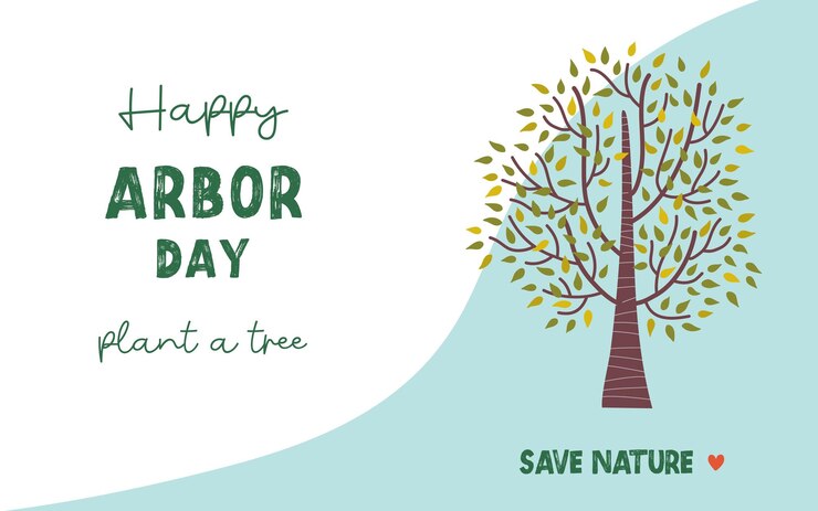 Vector happy arbor day illustration with tree flat style vector composition for banner flyer poster