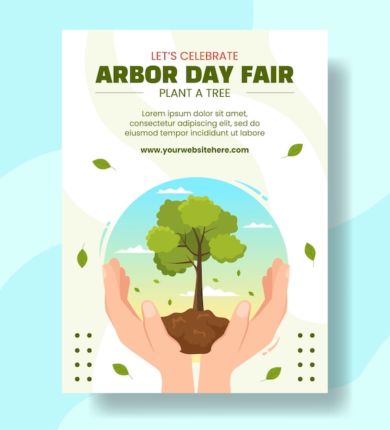 Happy Arbor Day Verticale Poster Cartoon Handgetekende Sjablonen Achtergrond Illustratie