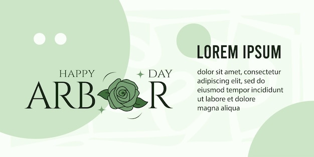 Vector happy arbor day with green rose