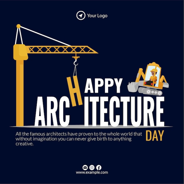 Happy architecture day banner design template