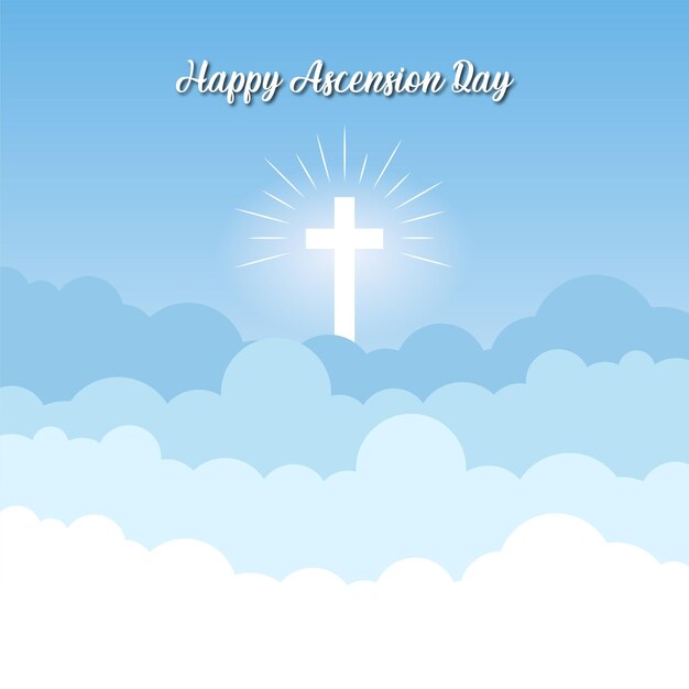 Vector happy ascension day of jesus christ. illustration ascension day of jesus christ with blue colour