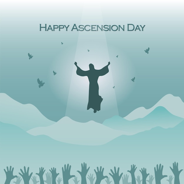 Vector happy ascension day of jesus christ. illustration ascension day of jesus christ with blue colour.