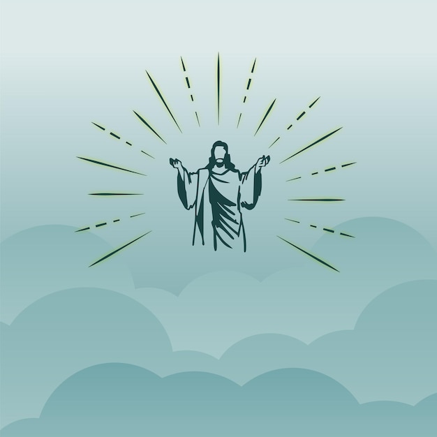 Vector happy ascension day of jesus christ. illustration ascension day of jesus christ with blue colour.