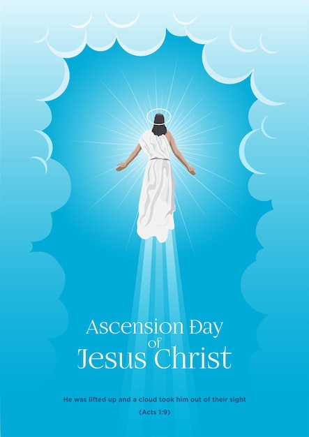 Vector happy ascension day of jesus christ