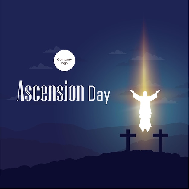 Vector happy ascension day of jesus with majestic white jesus statue symbol illustration