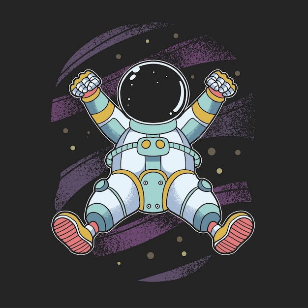 Vector happy astronaut flying on galaxy