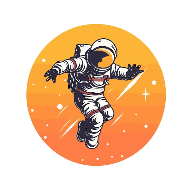 happy astronaut jumping cartoon Vector for tshirt design