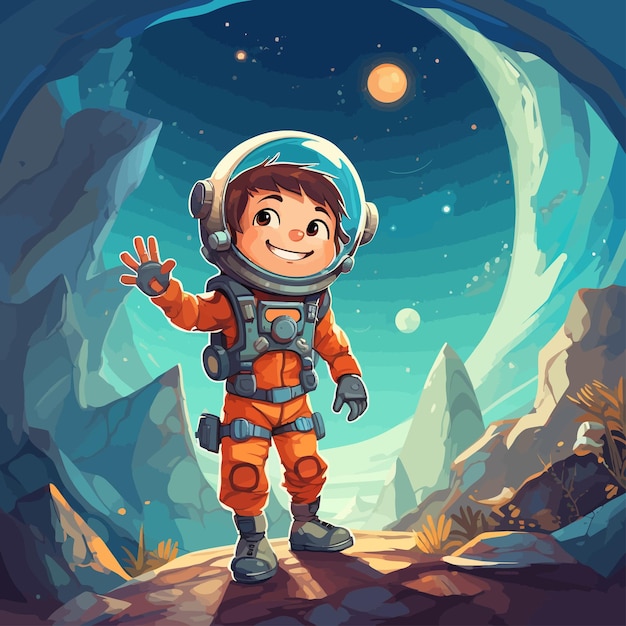 Happy_astronaut_kid_on_alien_planet_surface