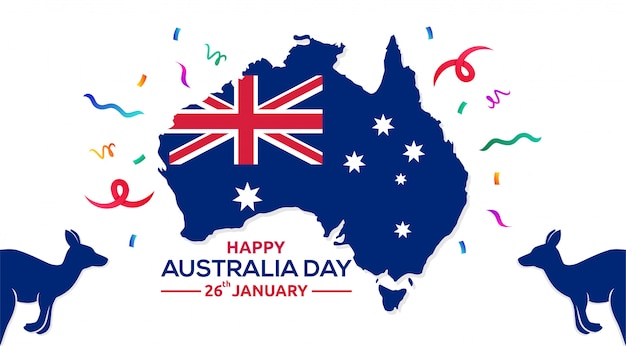 Happy australia day 26 gennaio map of australia vector illustration