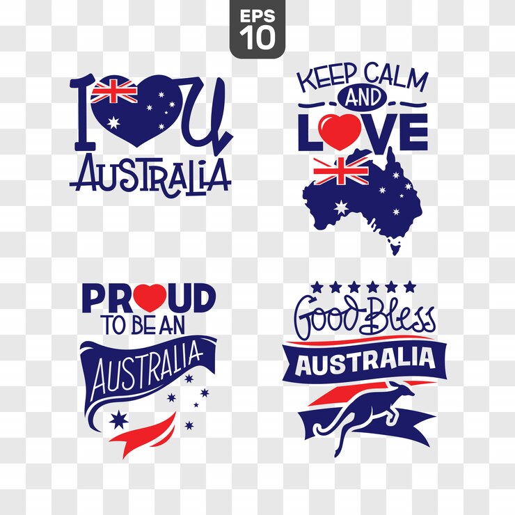 Happy Australia Day badges set illustration