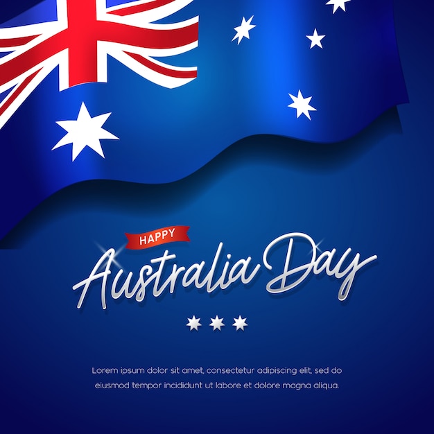 Happy australia day celebration poster or banner background with flag