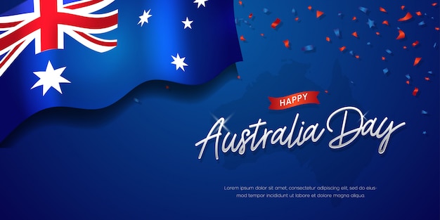 Happy australia day celebration poster of banner achtergrond met vlag