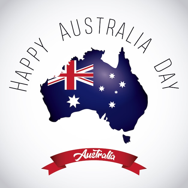 Happy australia day map of australia