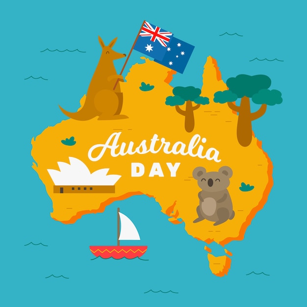 Vector happy australia day with koalas and kangaroos