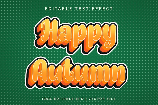 Happy Autumn Editable Text Effect Cartoon Style