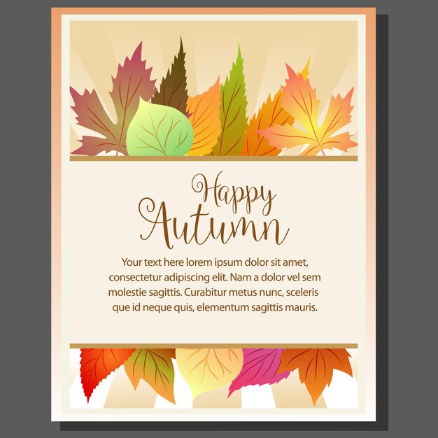 Happy autumn poster with fall seasonal leaves