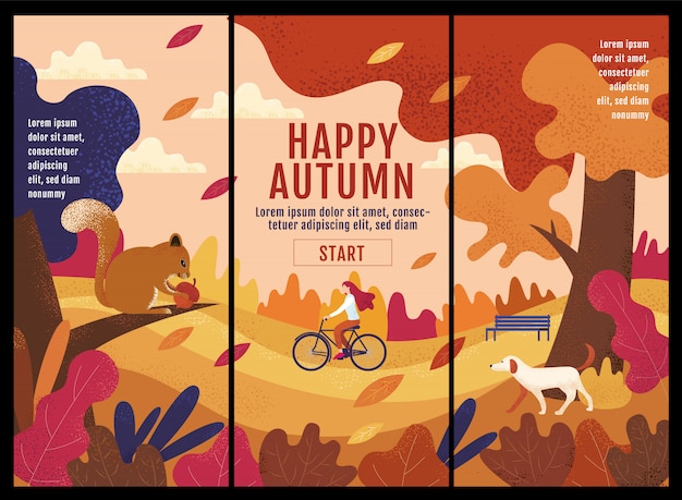 Happy autumn ,thanksgiving, women riding a bicycle in the autumn garden.